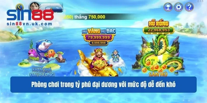 Phòng chơi trong tỷ phú đại dương với mức độ dễ đến khó